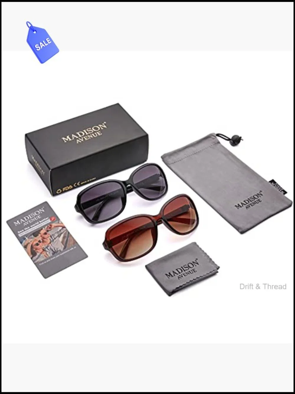 2 Pack Vintage Square Sunglasses for Women UV400 Protection Retro Shades